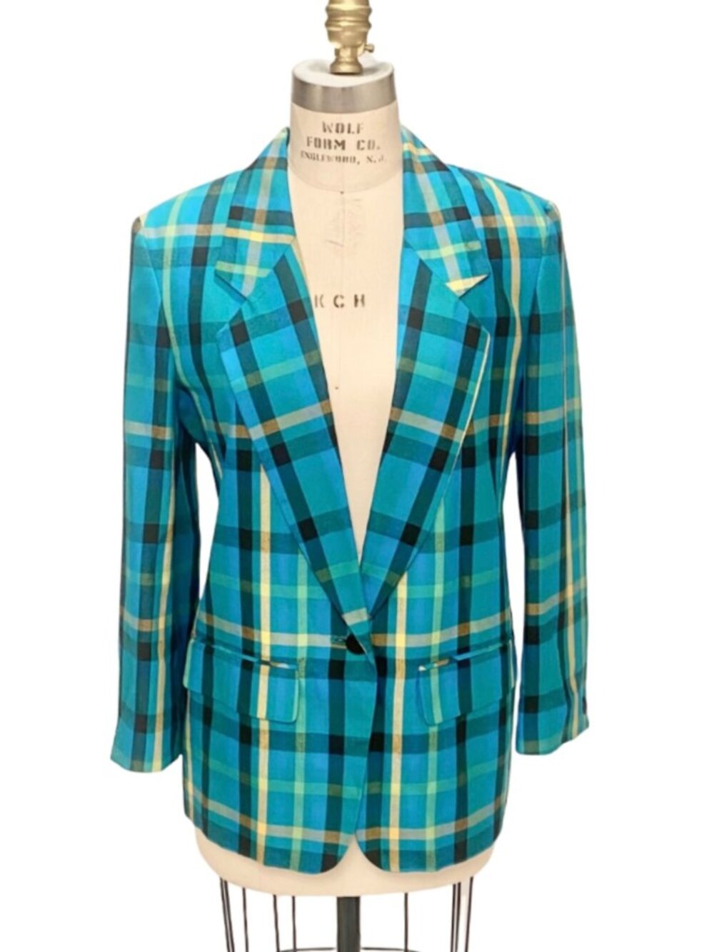 Pendleton Blue Tartan Plaid Blazer Women’s 6 Wool Preppy Jacket Vintage